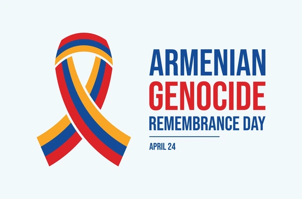 Gráfico del Día de conmemoración del genocidio armenio: lazo con los colores de la bandera armenia y la fecha 24 de abril.